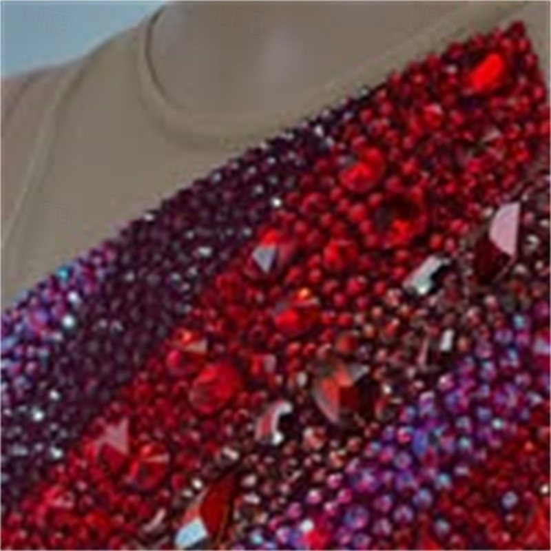 Taitoluistelupuku Naisten Tyttöjen Luistimet Hameet Punainen Epäsymmetrinen helma Silmukka Erittäin elastinen Kouluts Kilpailu Luisteluasu Klassinen Kristalli / Strassi Hihaton Luistelu Taitoluistelu 2026 - $234.19 –P3