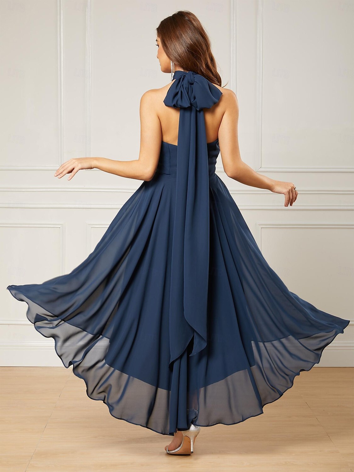 A-Line Wedding Guest Dresses Elegant Dress Formal Tea Length Sleeveless One Shoulder Fall Wedding Guest Chiffon with Ruched 2025 - $147.99 –P8
