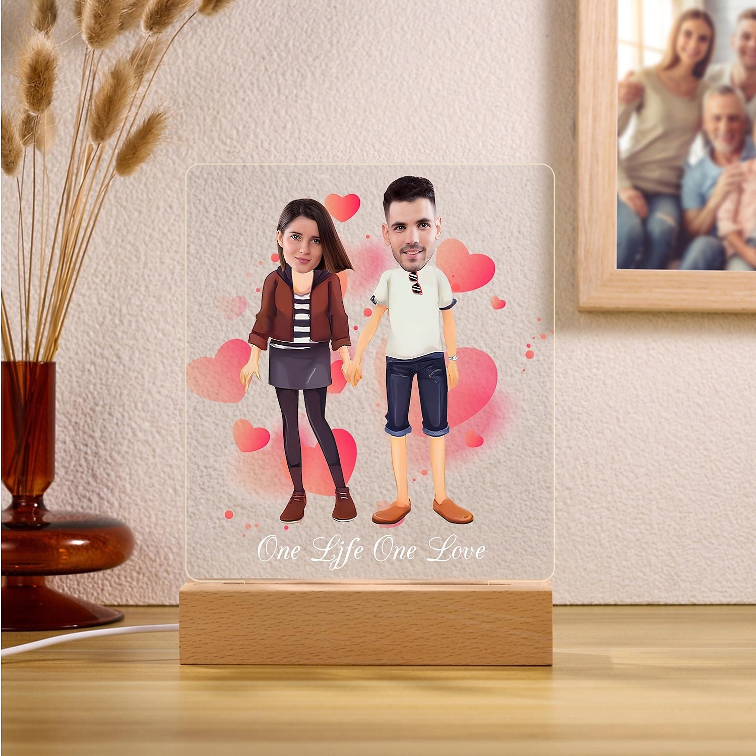 Personalized Acrylic Night Light - Customized Couple Holding Hands Design with Big Head Photos Perfect Gift for Lovers Wedding Anniversary 1pc 2025 - $24.99 –P8