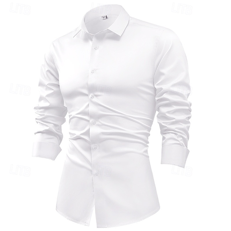 Herren Hemd Oberhemd Knopfhemd Feste Farbe Hochzeit Täglich Schwarz Weiß Wein Königliches Blau Langarm Umlegekragen Frühling & Herbst Bekleidung 2025 - $26.99 –P2