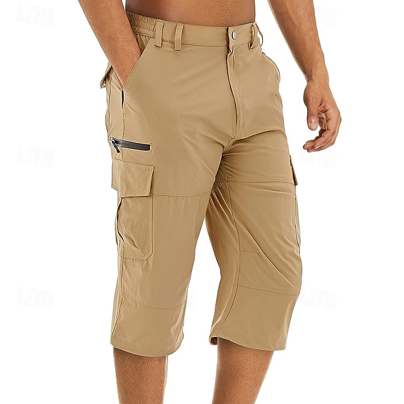 Per uomo Pantaloncini tattici Pantaloncini Cargo Capri Pantaloncini casual Maglia da escursione Bottoni Vita elastica Multi tasca Liscio Impermeabile Antivento Polpaccio Esterno Informale Giornaliero del 2025 a $25.99 –P1