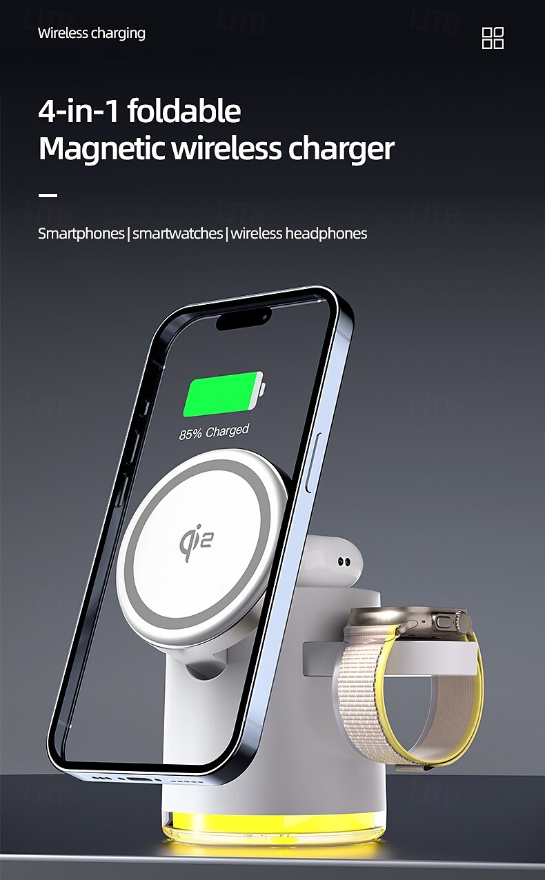 Wireless Charger Wireless Charging Station CE Certified Magnetic For Smart Watch Compatible with any wireless charging enabled devices Airpods 3 2 Pro 2 2025 - $52.99 –P7
