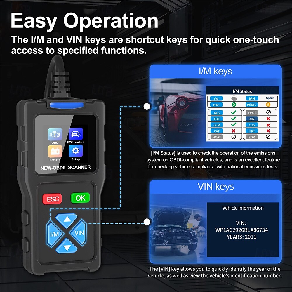 OBD2 Scanner Diagnostic Tool Battery Tester Vehicles Check Engine Malfunction Code Reader with Reset OBD II Car Scanner&Tester Diagnostic Tools 2025 - $38.99 –P9