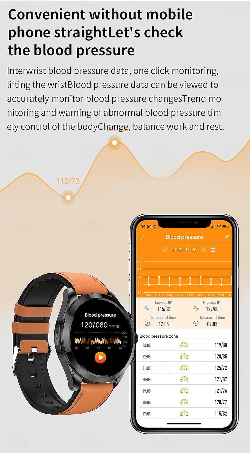 2025年 iMosi ET440 スマートウォッチ 1.39 インチ スマート·ウォッチ ブルートゥース ECG + PPG 温度監視 歩数計 と互換性があります Android iOS 女性 男性 ハンドフリーコール 防水 メディアコントロール IP 67 46mmの時計ケース  コレクション – $73.99 –P9