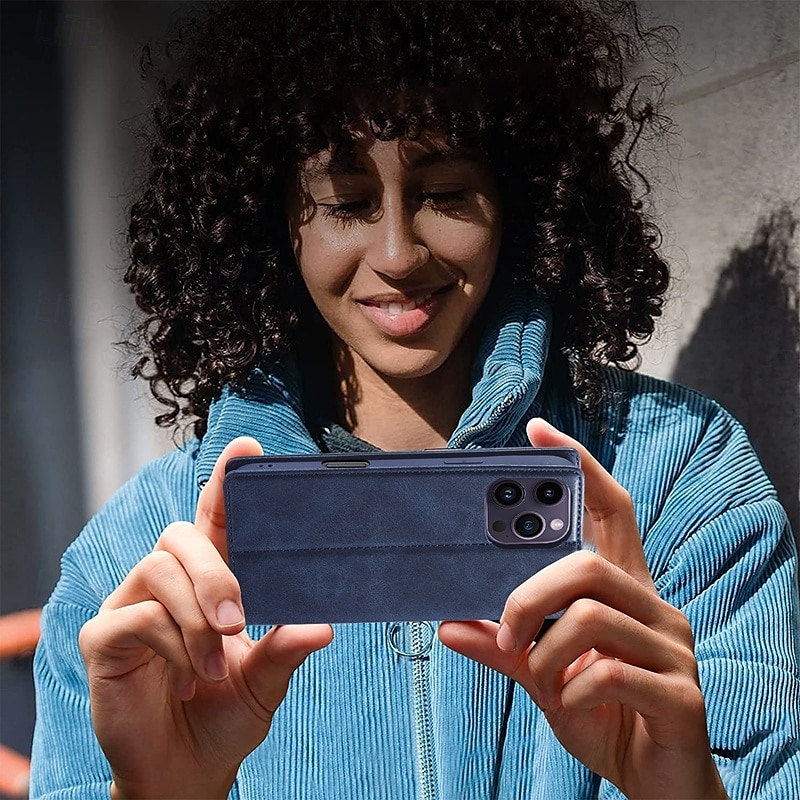telefon Carcasă Pro iPhone 16 15 14 Pro Max Plus iPhone 13 12 11 Pro Max Mini Flip Cover se stojánkem Magnetické Slot pro kartu Retro TPU PU kůže 2025 - $15.99 –P8