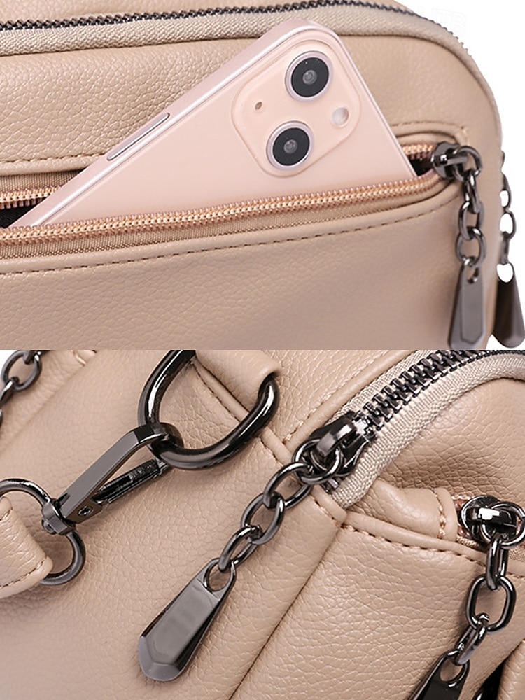 sac à bandoulière en similicuir pour femme, petit sac à main décontracté avec plusieurs compartiments zippés, sac à bandoulière quotidien élégant pour les voyages et le shopping couleur vin noir blanc de 2026 ? $26.99 –P5