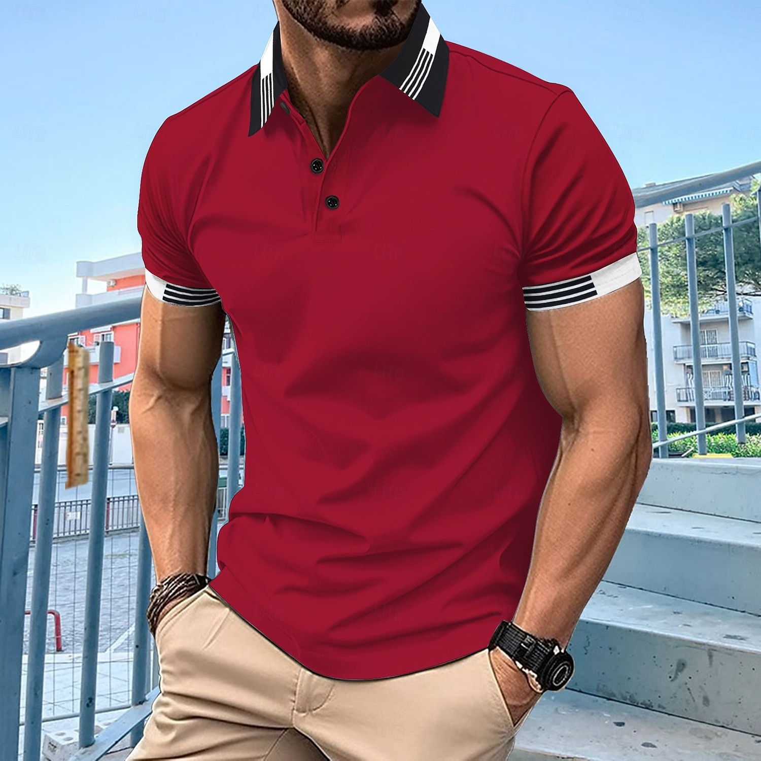 Herre Polo Business Polo Virksomhet Avslappet Knaphul Klassisk Kortermet Fargeblokk Lapper Knapper Sommer Vår & Vinter Sjø blå Svart Hvit Rød Mørkeblå Grå Polo 2025 - $17.99 –P5