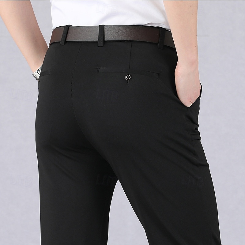 Herren Abschlußfeier Anzughose Hose Chinos Knöpfe Tasche Einfarbig Komfort Formell Party Arbeit Mode Klassicher Stil Schwarz Wein Mikroelastisch 2025 - $17.99 –P8