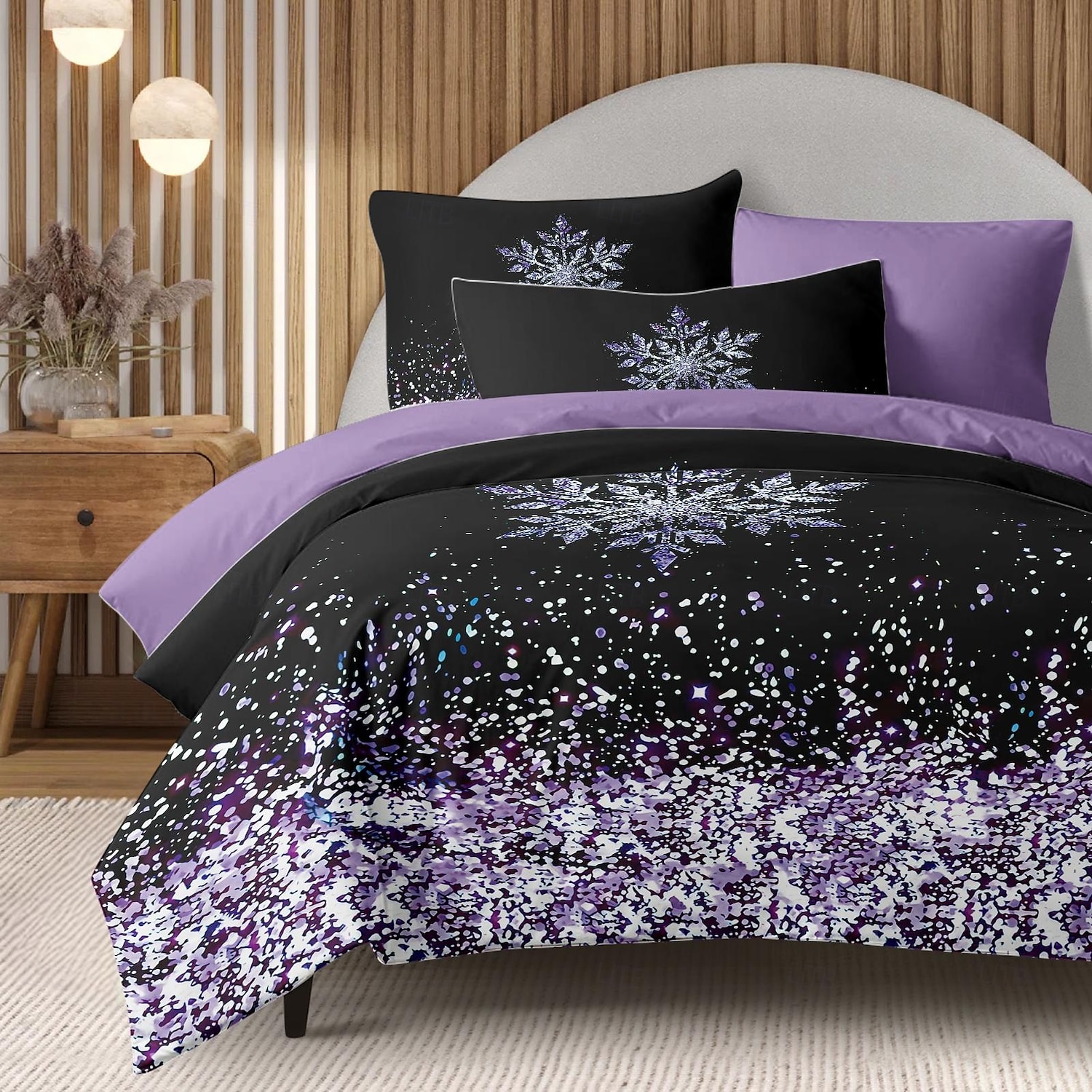 Duvet Cover Set with Glitter Snowflake Design, 100% Cotton, Soft and Breathable Bedding Set, Includes Duvet Cover and Pillowcases, Elegant and Stylish for Winter Décor, Durable and Machine Washable 2025 - $60.99 –P9