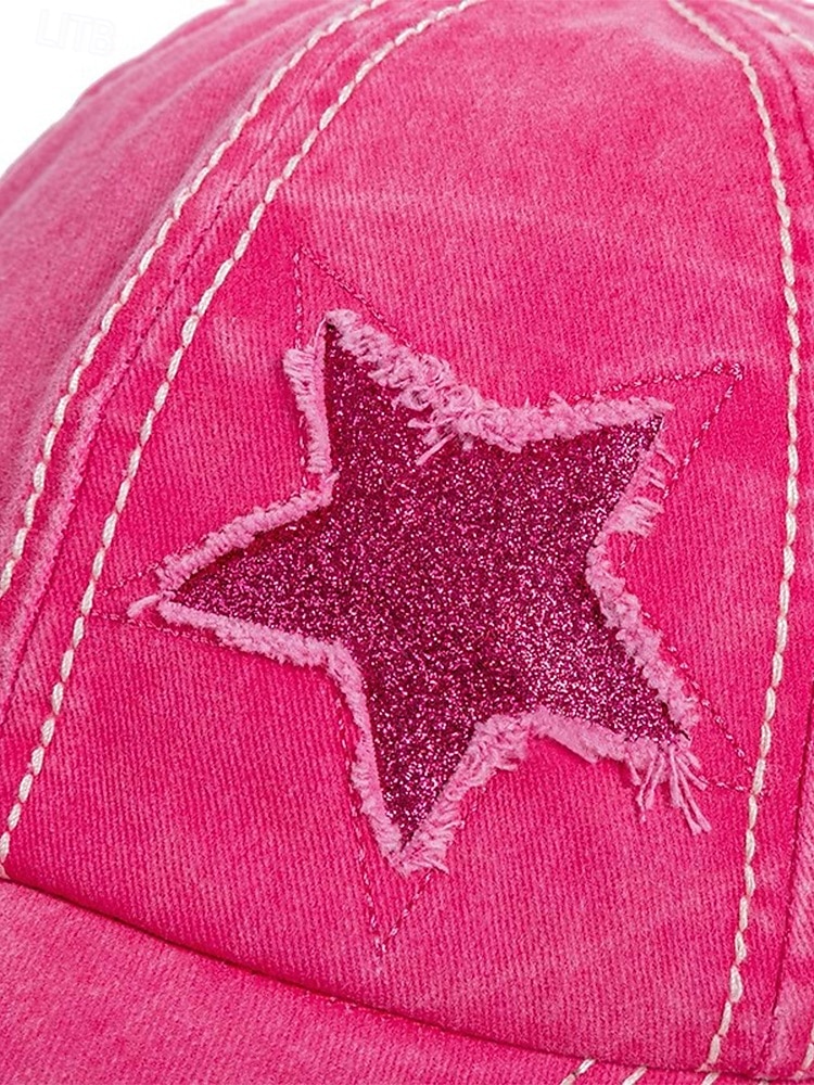 distressed baseballcaps for kvinner med stjernebroderi, hestehale-hulldesign, justerbar hatt i vintagestil for utendørsaktiviteter, sport og fritidsklær 2025 - $11.99 –P6