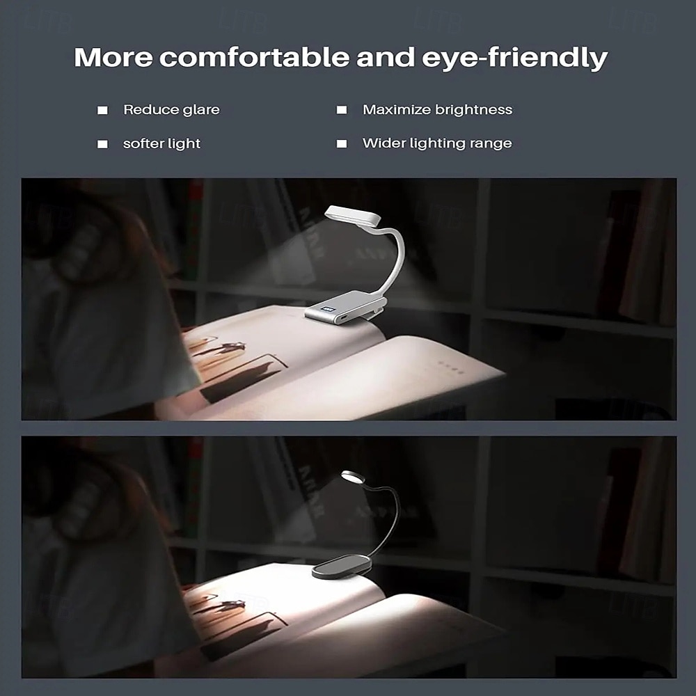 Rechargeable Aluminum Reading Light - 3 Colors, 3 Brightness Levels, Clip-On Mini Book Light, Anti-Blue Light, Flexible Bendable Design for Bedside, Study, and Nighttime Reading 2025 - $43.99 –P10