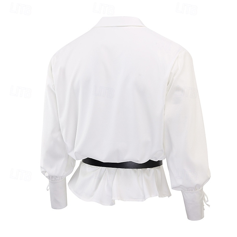 Medieval Renaissance 17th Century Medium Length Blouse / Shirt Cosplay Costume Ren Faire Knight Ritter Celtic Knight Drawstring Solid Color Men's Celtic Pirate Masquerade Casual Daily Renaissance Fair 2025 - $26.99 –P6
