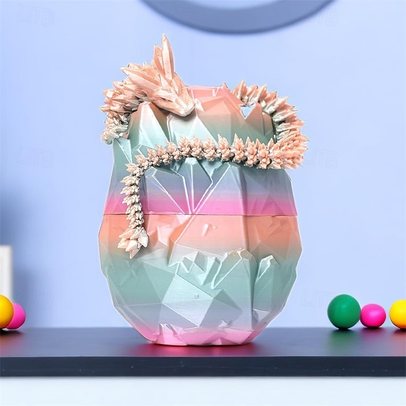 2025年 3Dプリントドラゴンエッグレインボーフライングドラゴン、カラフルな卵、誕生日プレゼント用のフィジェットトイ、フレキシブルデスクフィギュア装飾 コレクション – $20.99 –P3