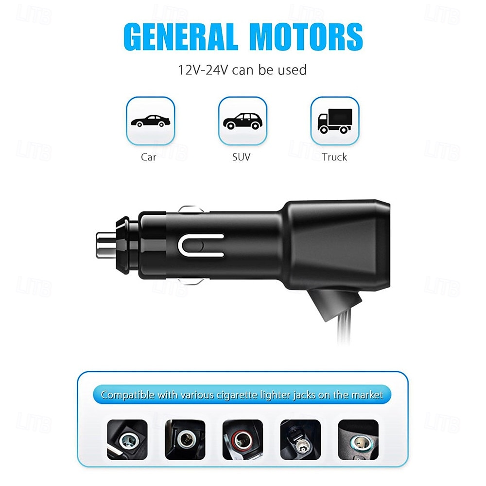 3-weg auto sigarettenaansteker splitter dubbele usb autolader splitter adapter 5v 3.5a 120w universele sigarettenaansteker met led-verlichting geschikt voor telefoons gps dvr opladen 2025 - $34.99 –P5
