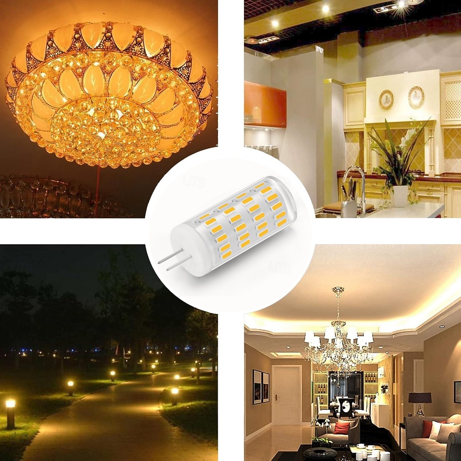 żarówki kukurydziane led g4 12v/24v ac/dc, 5w 63led ściemnialne do żyrandoli kryształowych, ciepła biel &biały, 4szt 2025 - $28.99 –P4