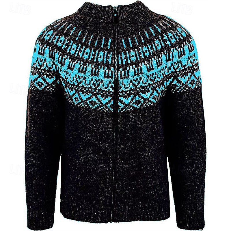 Herren Strickjacke Kurzer Pullover Zip Pullover Reißverschluss Strickpullover Gerippt Stricken Normale Oberteile Patchwork Tasche Farbblock Ständer Modisch Klassisch Urlaub Freizeitskleidung 2025 - $41.99 –P3