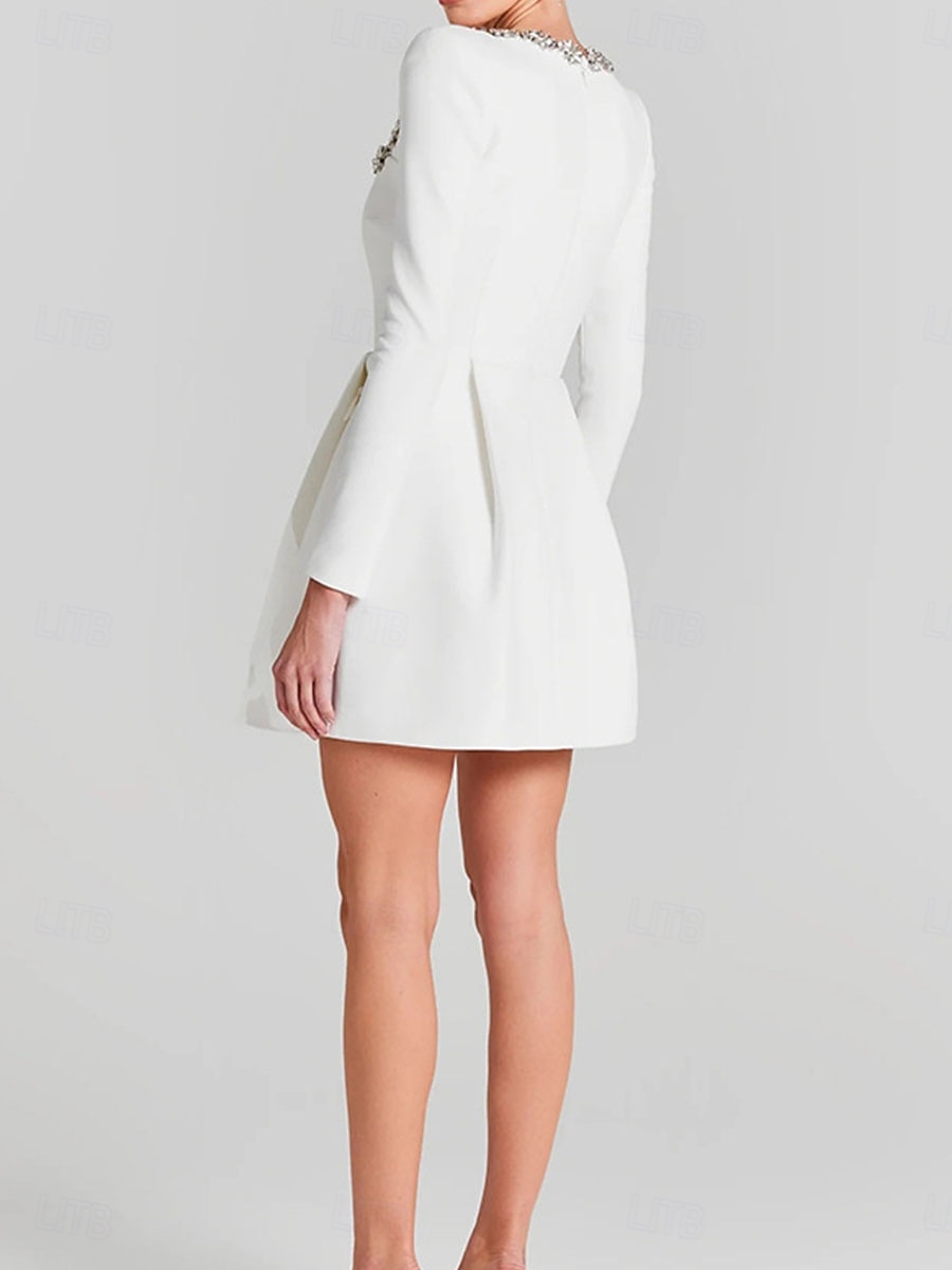 Pentru femei Rochie eleganta Rochii Midi Peteci Elegant În U Negru Alb Roșu-aprins Culoare 2025 - $52.99 –P7
