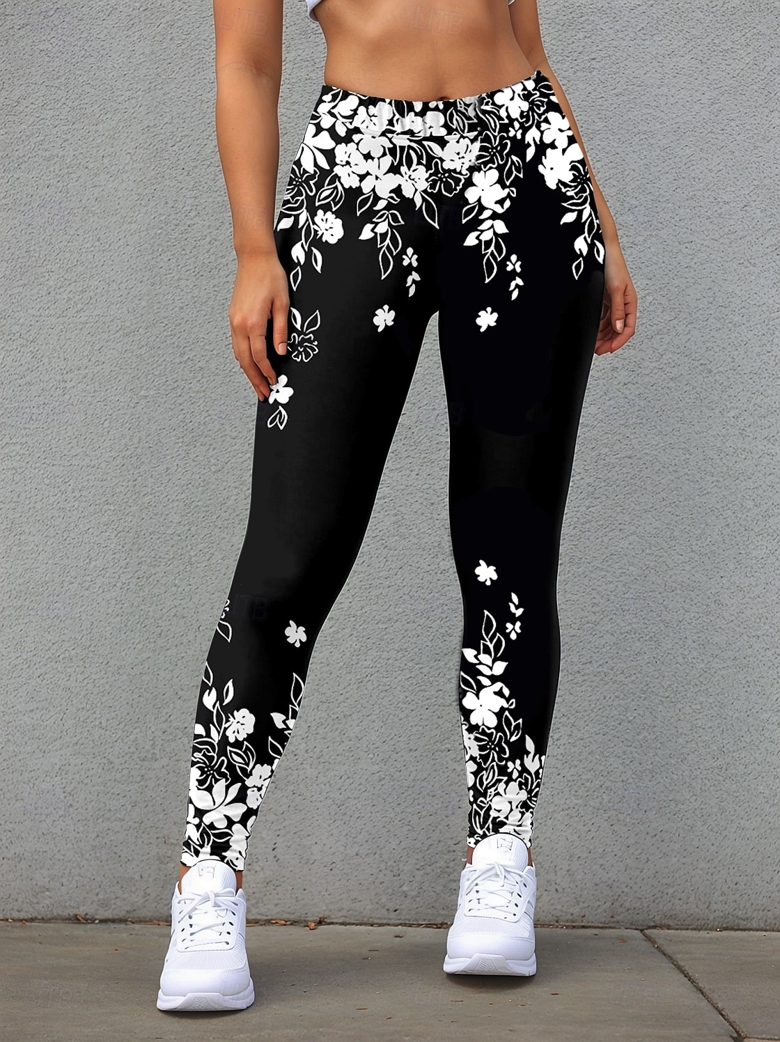 Damleggings Byxor Mode Streetwear Hela längden Hög midja Blomstertryck Termisk Varm Andningsbar Mjuk Mikroleastisk Utomhus Daglig Svart Höst Vinter Regular Fit 2025 - $19.99 –P1