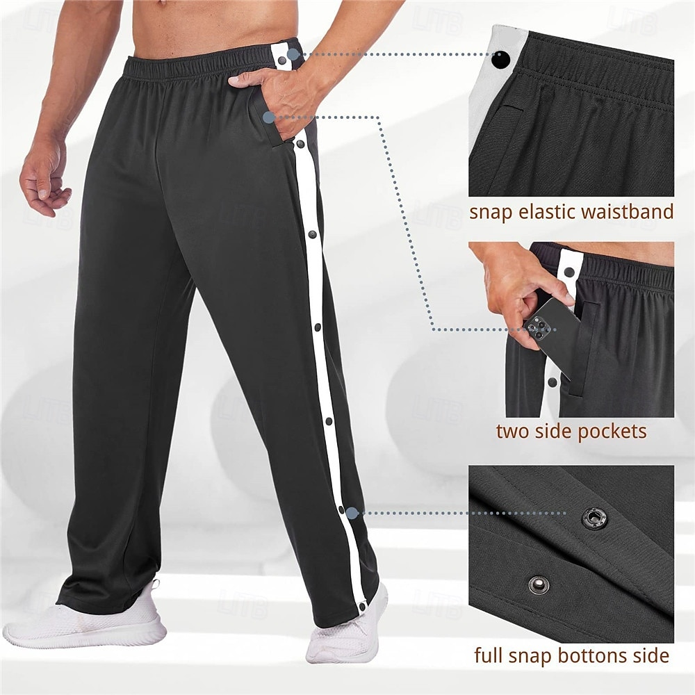 snap button track pants mens