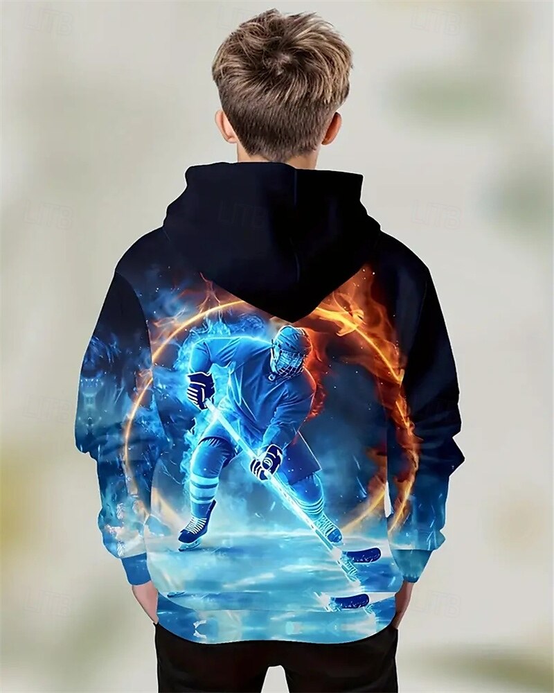 Pojkar 3D Grafisk Huvtröja Långärmad Vår Höst Mode Streetwear Barn 4-12 år Huva Utomhus Ledigt Dagligen Normal 2025 - $18.99 –P2