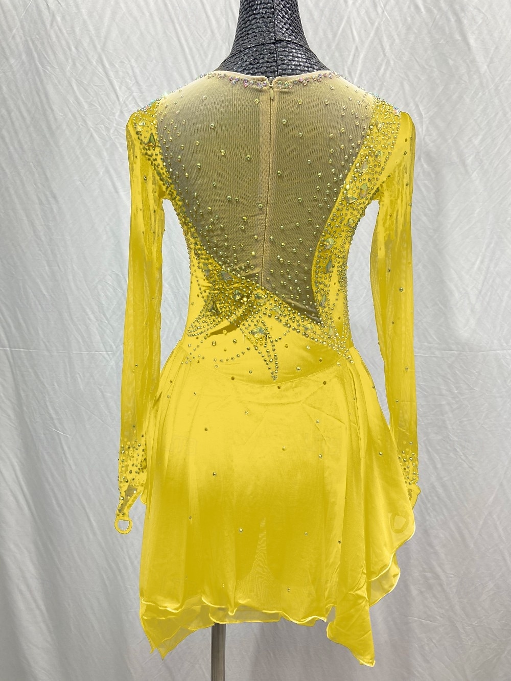 Figure Skating Dress Women's Girls' Ice Skating Dress Outfits Light Yellow Lake Blue Yellow Mesh Spandex High Elasticity Training Competition Skating Wear Patchwork Crystal / Rhinestone Long Sleeve 2025 - $141.99 –P9