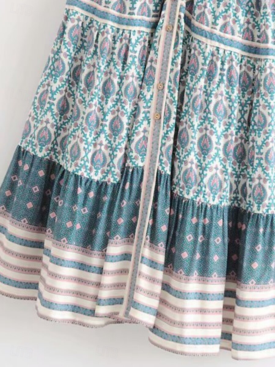 Damen kleid lang Casual kleid A Linie Kleid Boho-Kleid Stilvoll Brautkleider schlicht Urlaub Täglich Regular Fit Blumen Kurzarm V Ausschnitt Blau Frühling Herbst 2025 - $33.99 –P5