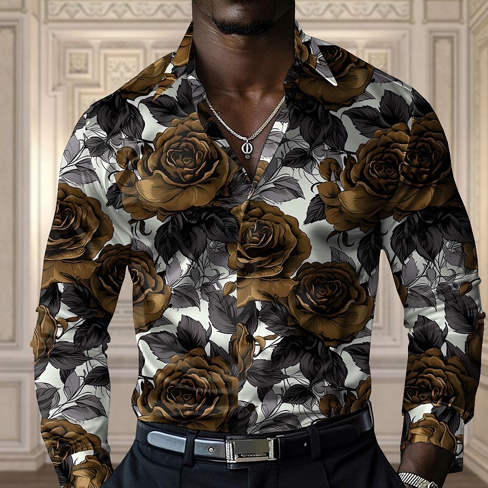 Per uomo Rosa Maglietta informale Camicia con bottoni Manica lunga Moda Casual Feste Informale Primavera Autunno Collo ripiegabile Abbottonare Giallo Rosso Blu Viola del 2025 a $27.99 –P4