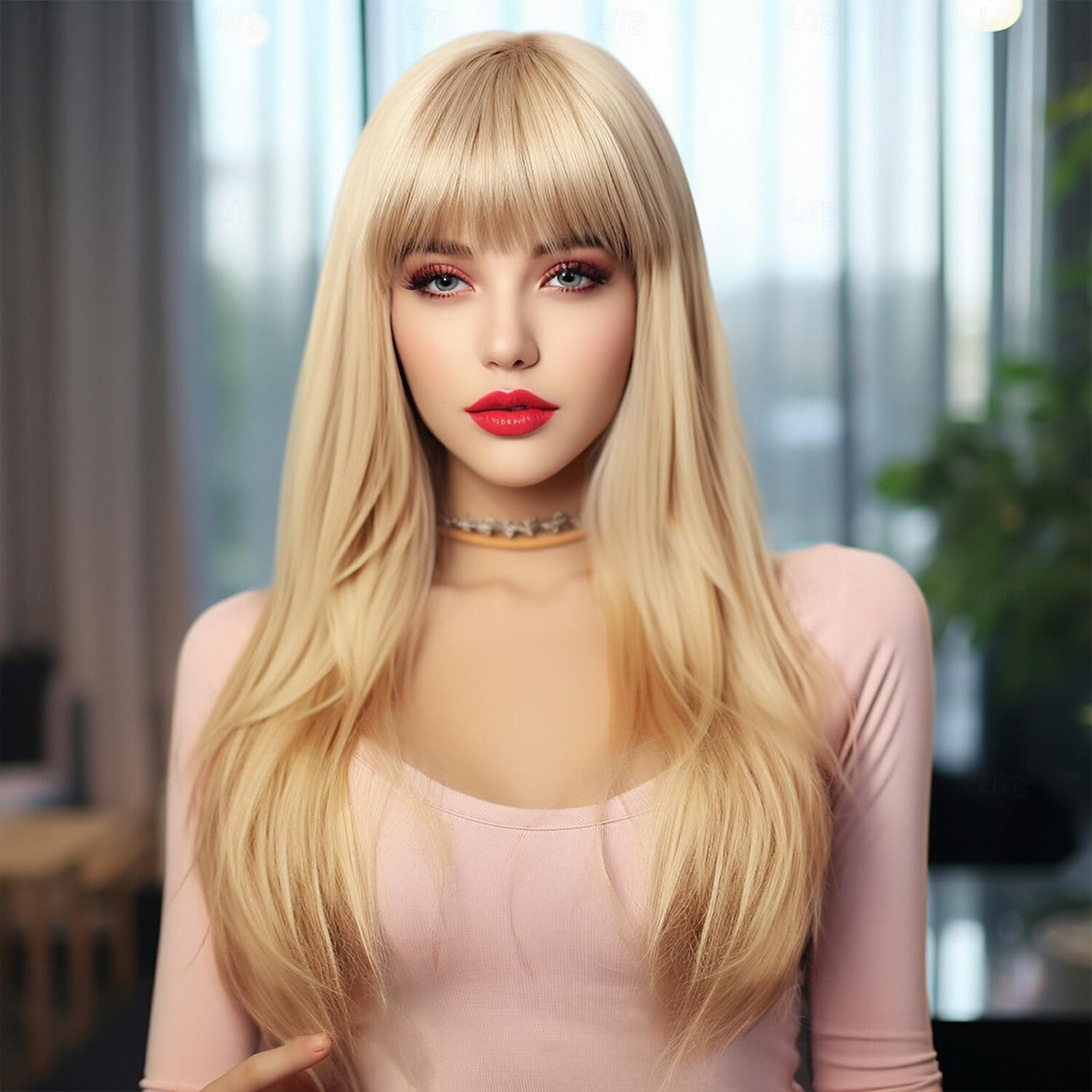 peruca com franja para meninas perucas longas e lisas coloridas para mulheres peruca longa com franja de 2025 por $19.99 –P1