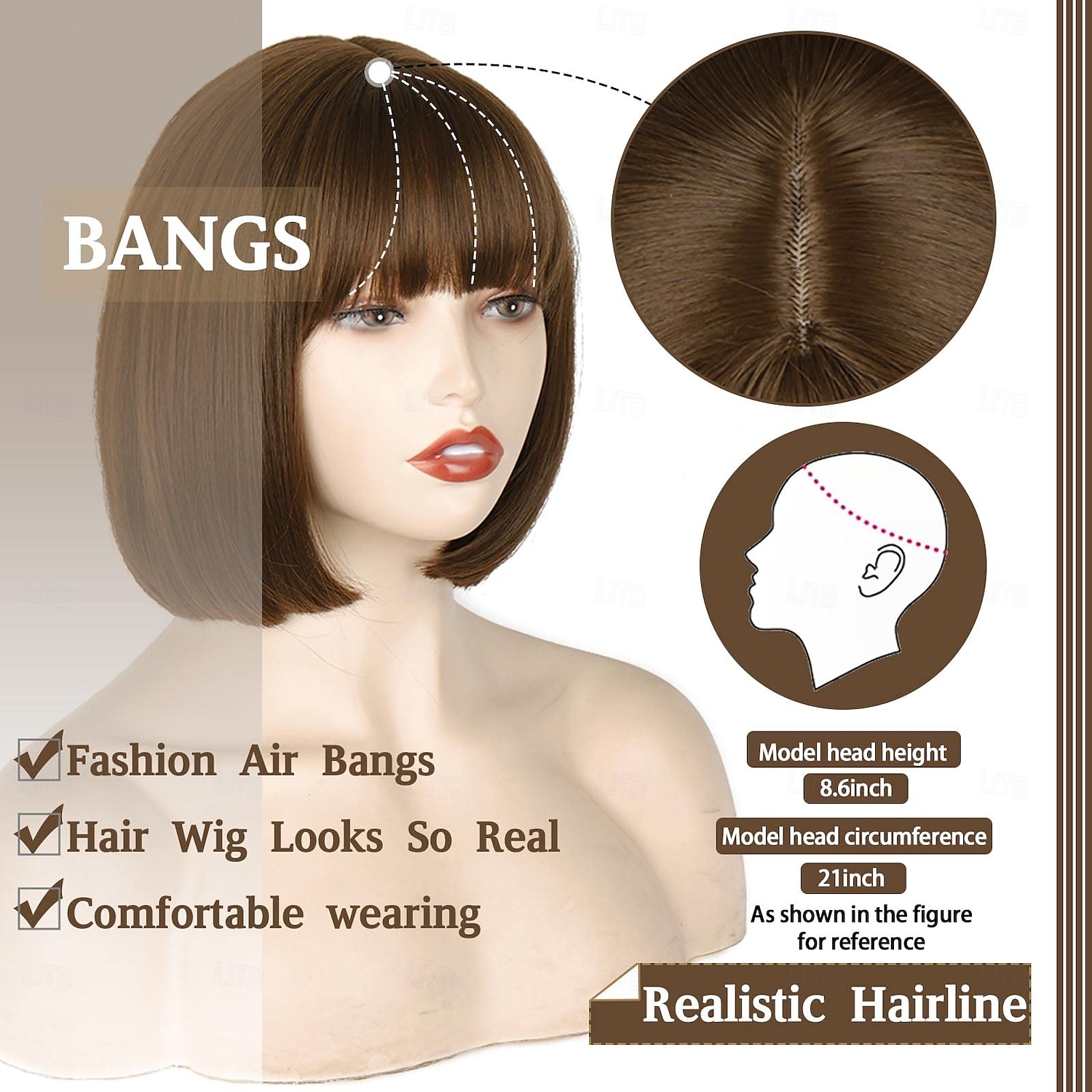 Short Bob Wig with Bangs Straight Bob Wig for Women Bob Wig Heat Resistant Fiber for Cospaly 2025 - $18.49 –P6