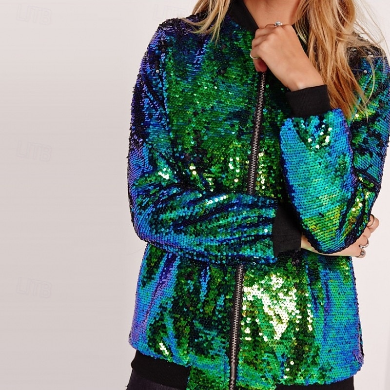 Retrò Vintage Anni '80 Cappotto Paillettes Tinta unita Per donna Halloween Mascherata Performance Parata dell'Orgoglio Mese dell'orgoglio Adulti Cappotto Tutte le stagioni del 2025 a $48.99 –P5