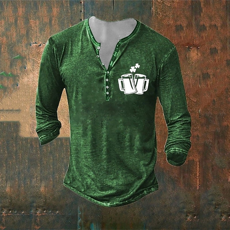 Per uomo San Patrizio Grafico Trifoglio Maglietta Manica Lunga Stampa 3D Moda Designer Essenziale Vacanza Streetwear Uscire Primavera & Autunno 1 2 3 4 5 Henley Maglietta Henley del 2025 a $28.99 –P6