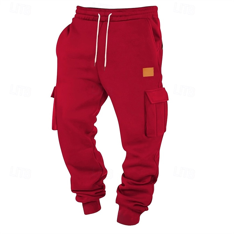 Homens Calça de moletom cargo Corredor Calça esportiva Calças Com Cordão Bolsos Cintura elástica Tecido Conforto Diário Esportes Moda Casual Preto Branco Micro-Elástica de 2026 por $22.99 –P14