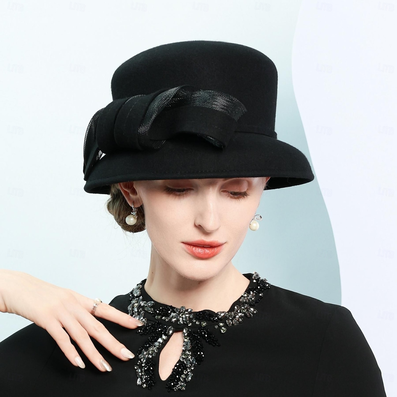 hatter 100% ull bowler / cloche lue bøtte lue bryllup teselskap elegant bryllup med bowknot skjøting hodeplagg hodeplagg 2025 - $74.99 –P10