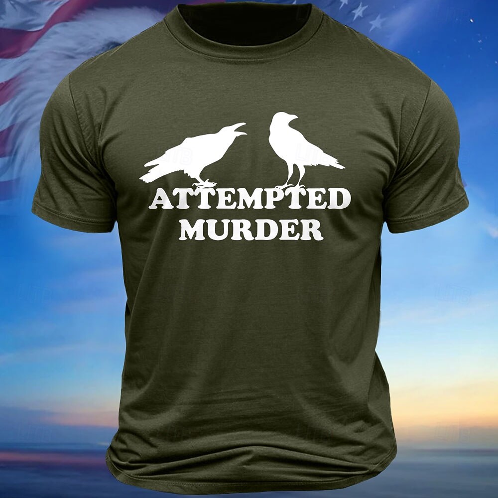 Men's Funny Attempted Murder Crow Pun Graphic T-Shirt, Raven Short Sleeve Tee 2026 - $17.49 –P2