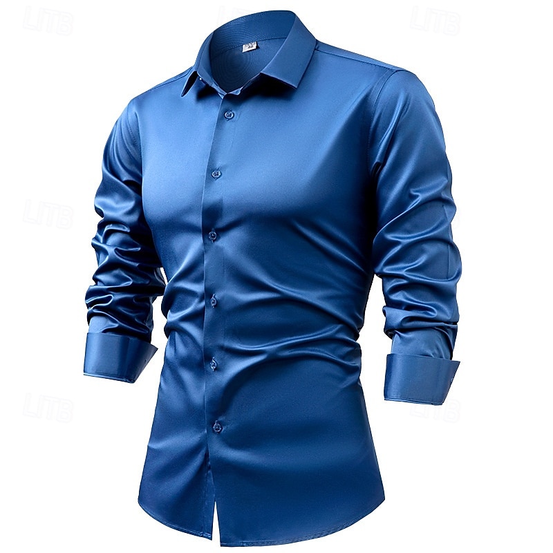Herren Hemd Oberhemd Knopfhemd Feste Farbe Hochzeit Täglich Schwarz Weiß Wein Königliches Blau Langarm Umlegekragen Frühling & Herbst Bekleidung 2025 - $26.99 –P1