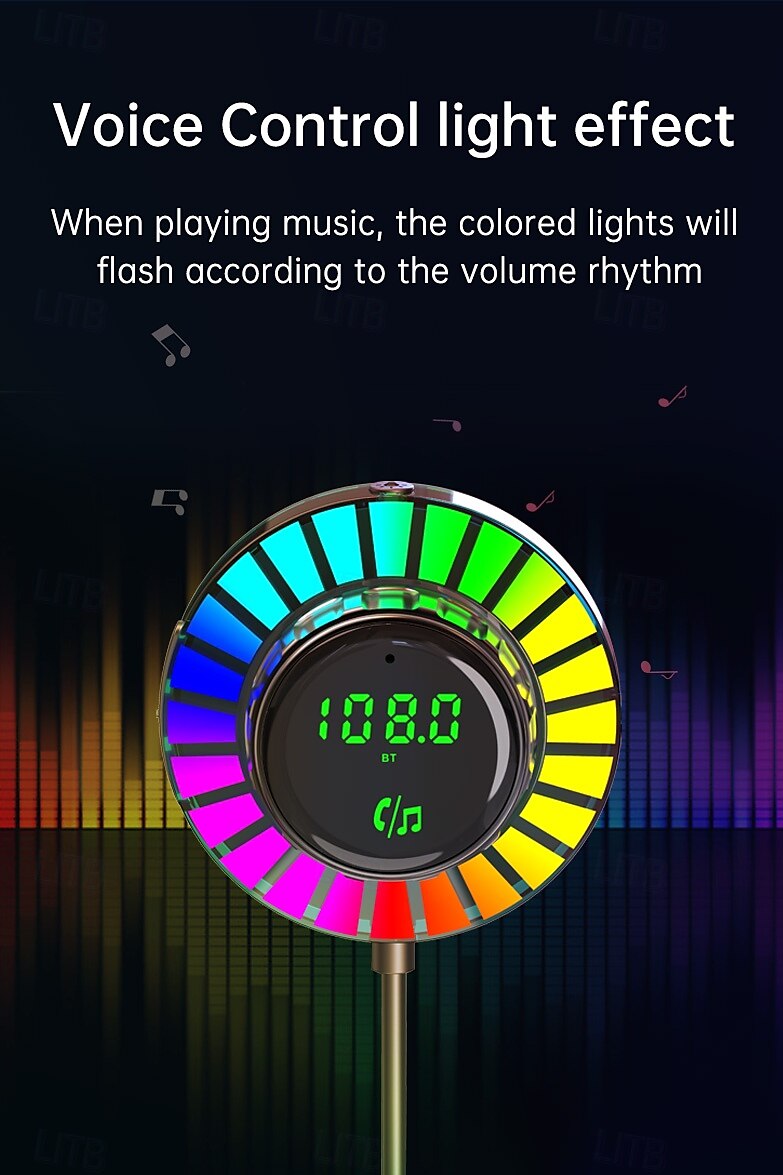 2025年 急速充電カーチャージャー、Bluetooth MP3プレーヤー、ロスレス音楽、電圧表示、音声コントロール、眩しい光の効果  コレクション – $43.99 –P4