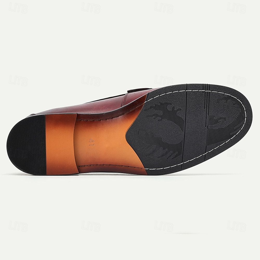 mocassini da uomo in pelle bovina di prima qualità con finitura liscia: calzature formali eleganti per lavoro e occasioni speciali del 2025 a $94.99 –P6
