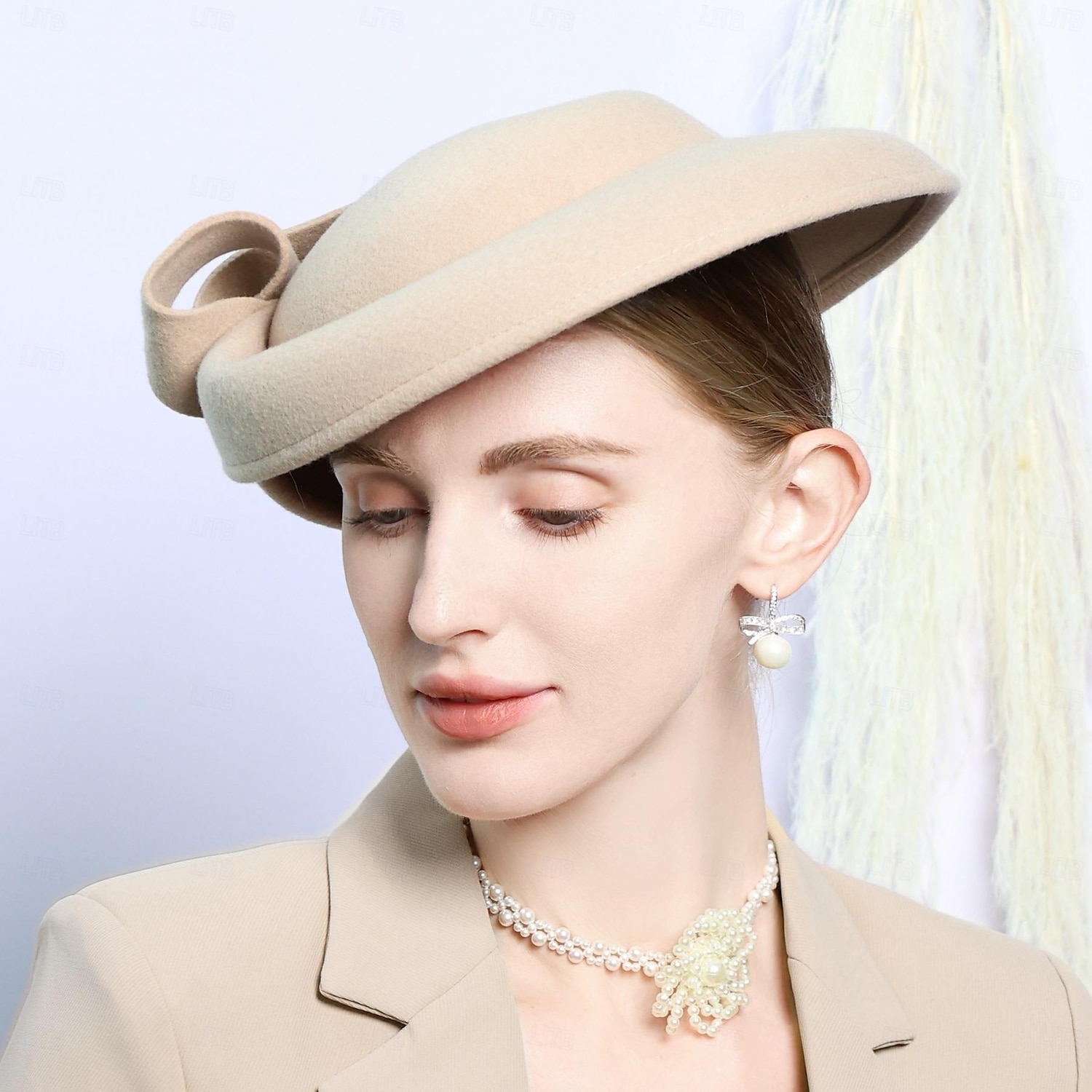 hattar 100 % ull fedora hatt fat hatt bröllop tefest elegant bröllop med pilbåge skarvning huvudbonader huvudbonader 2025 - $46.99 –P4