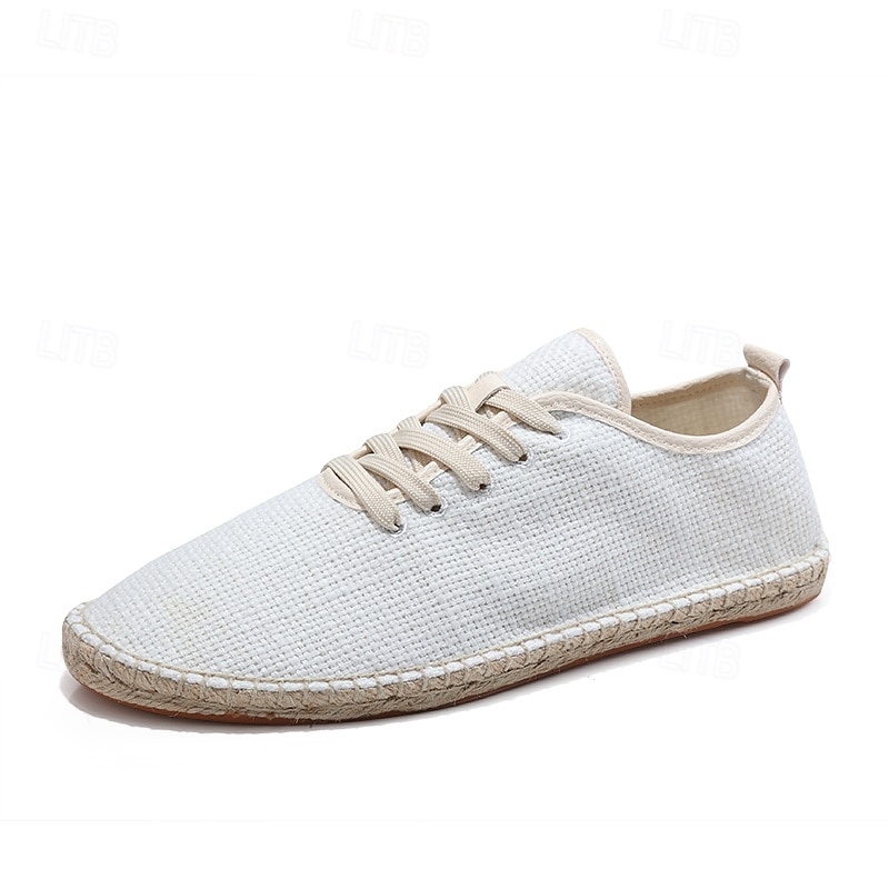scarpe espadrillas da uomo in tela beige con lacci e suola in corda di juta – comode calzature estive casual del 2025 a $32.99 –P12