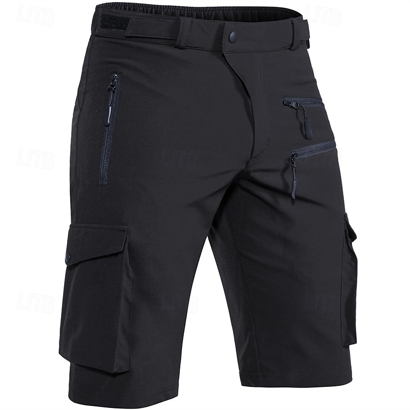 Men's Cargo Shorts Camping Shorts Shorts Hiking Shorts Elastic Waist Multi Pocket Plain Waterproof Quick Dry Knee Length Sports Outdoor Daily Camping & Hiking Classic Style Athleisure Black Blue 2025 - $29.99 –P3