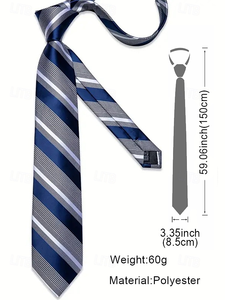 Men's Striped Tie Set with Matching Pocket Square and Cufflinks – Formal Necktie for Weddings, Office, and Special Occasions 2025 - $14.99 –P4