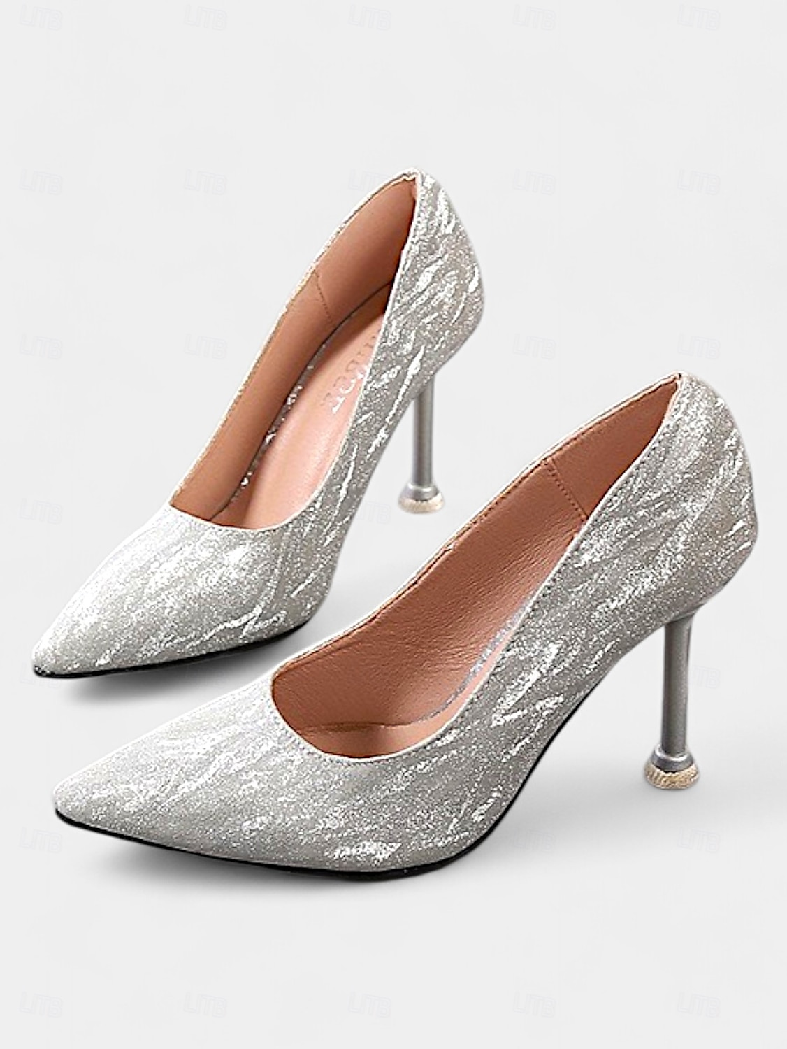 Women's Pointed Toe Champagne Glitter Stiletto Heels with Ankle Strap | Perfect for Spring Weddings 2025 - $42.99 –P9