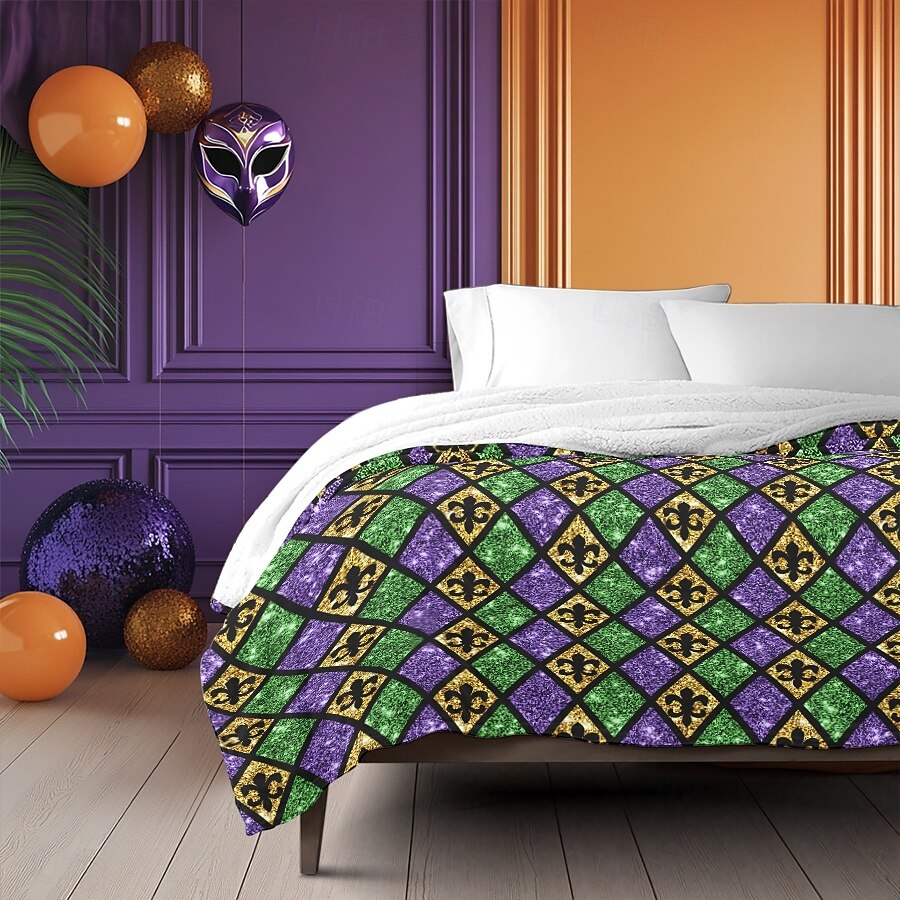 Karnevalsdecke lebendiges und festliches Design perfekt, um Ihrem Raum fröhliches Flair zu verleihen weicher und gemütlicher Stoff für ultimativen Komfort ideal für Sofaüberwürfe, Bettdecken oder zum Reisen leichtes 2025 - $23.99 –P2