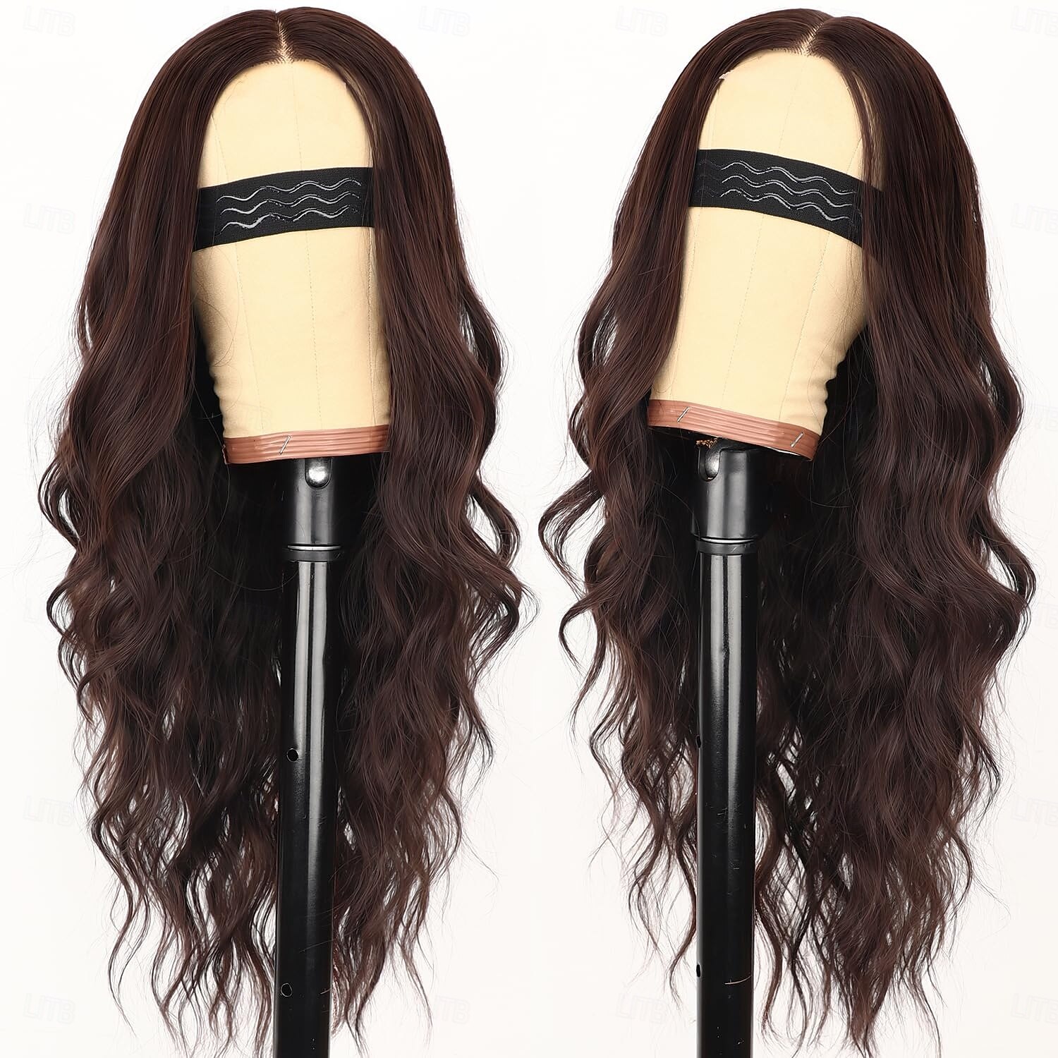 parrucca per donna lunga ondulata parrucca in pizzo attaccatura dei capelli parte centrale parrucca sintetica resistente al calore per festa quotidiana del 2025 a $19.99 –P6