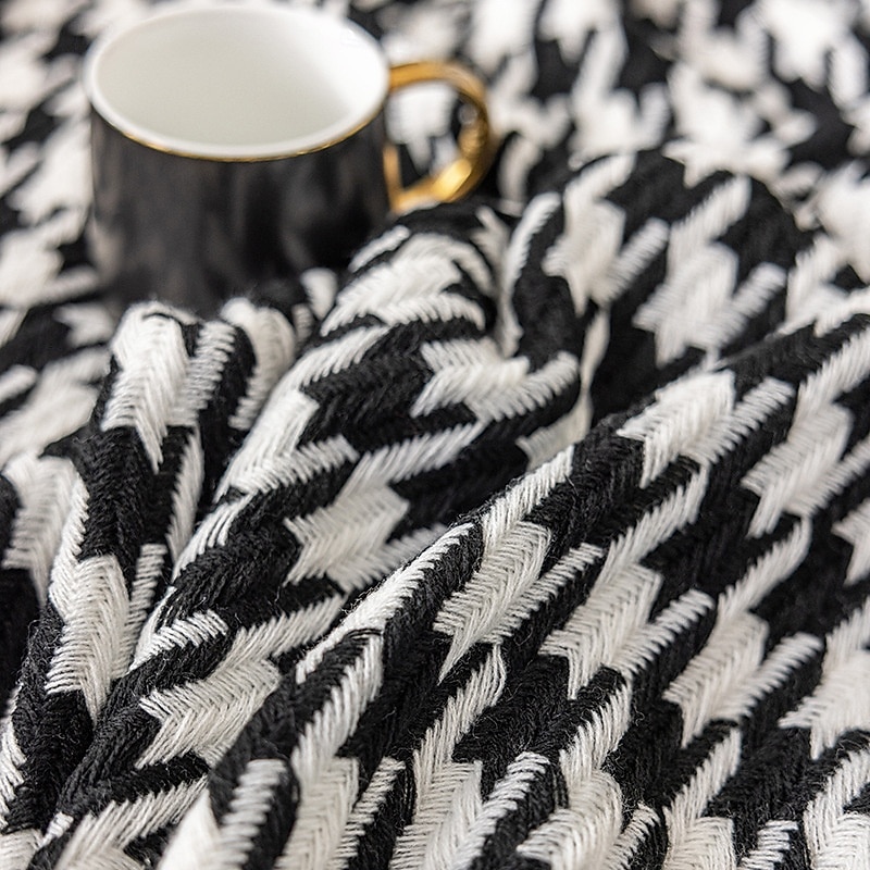 coperta con lavorazione a pied de poule modello classico e senza tempo coperta resistente e morbida perfetta per letti, divani o sedie aggiunge un tocco sofisticato all'arredamento della tua casa del 2025 a $28.99 –P3