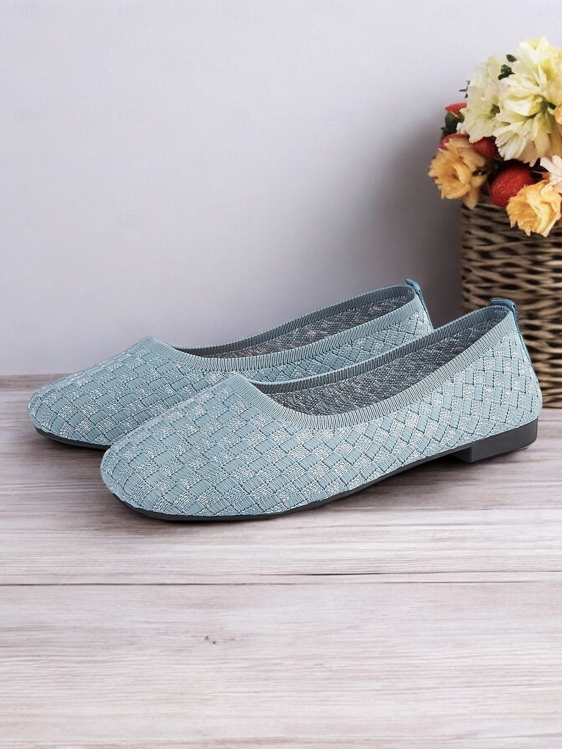ballerines en tricot bleu pour femmes avec semelle intérieure coussinée - chaussures confortables et élégantes pour le travail et le quotidien de 2025 ? $24.99 –P5