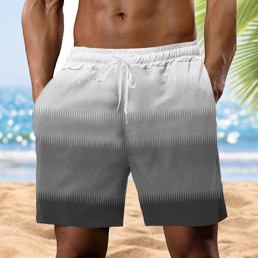 Férfi Színes Színátmenet színe Izzadt nadrág Strand rövidnadrág Terry Shorts Közepes csípő Szüret Alkalmi Napi Szabadság Utcai öltözék Zsinór Rugalmas derék 3D nyomtatás Tervező Ruházat 2025 - $19.99 –P3