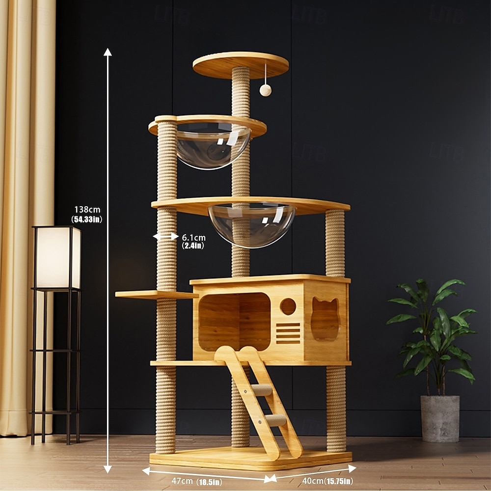 56.3" Cat Tree/Cat Tree House and Towers for Large Cat/Cat Climbing Tree with Cat Condo/Cat Tree Scratching Post/Multi-Level Large Cat Tree 2025 - $243.29 –P1
