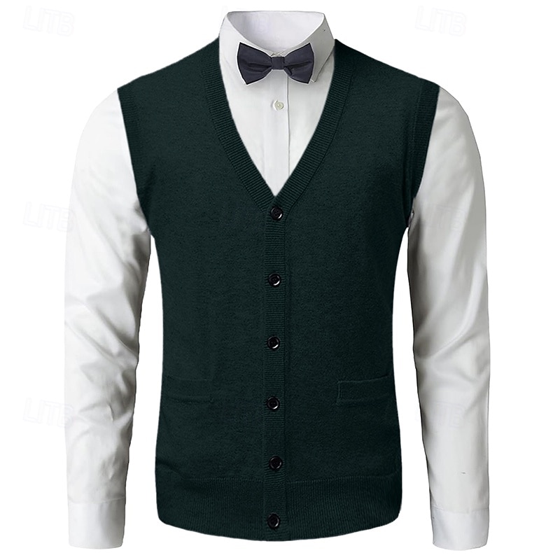 Herren Pullunder Kleid Pullover Stricken Strick Feste Farbe V Ausschnitt Stilvoll Vintage-Stil Freizeitskleidung Bekleidung Herbst Winter Rote Dunkelmarine S M L 2026 - $30.99 –P6