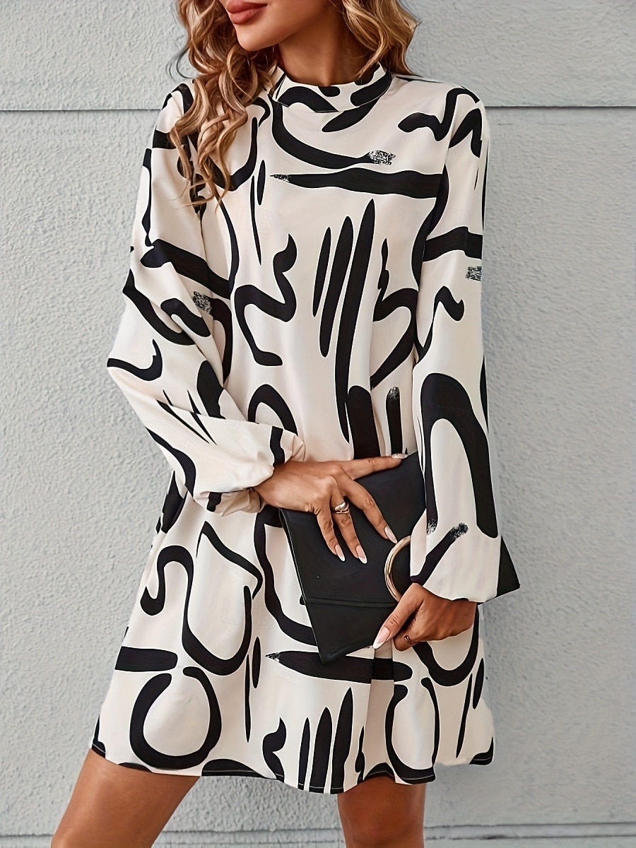 Femme Mini robe Robe casual Décontractées du quotidien Standard Graphic manche longue Col Roulé Blanche Eté Printemps Automne de 2026 ? $25.99 –P4